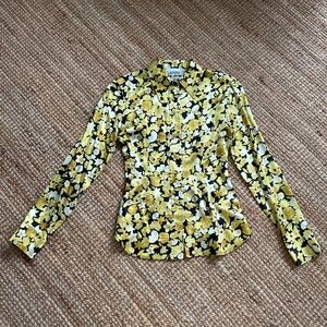 Ganni Black and Yellow Floral Button Down Shirt